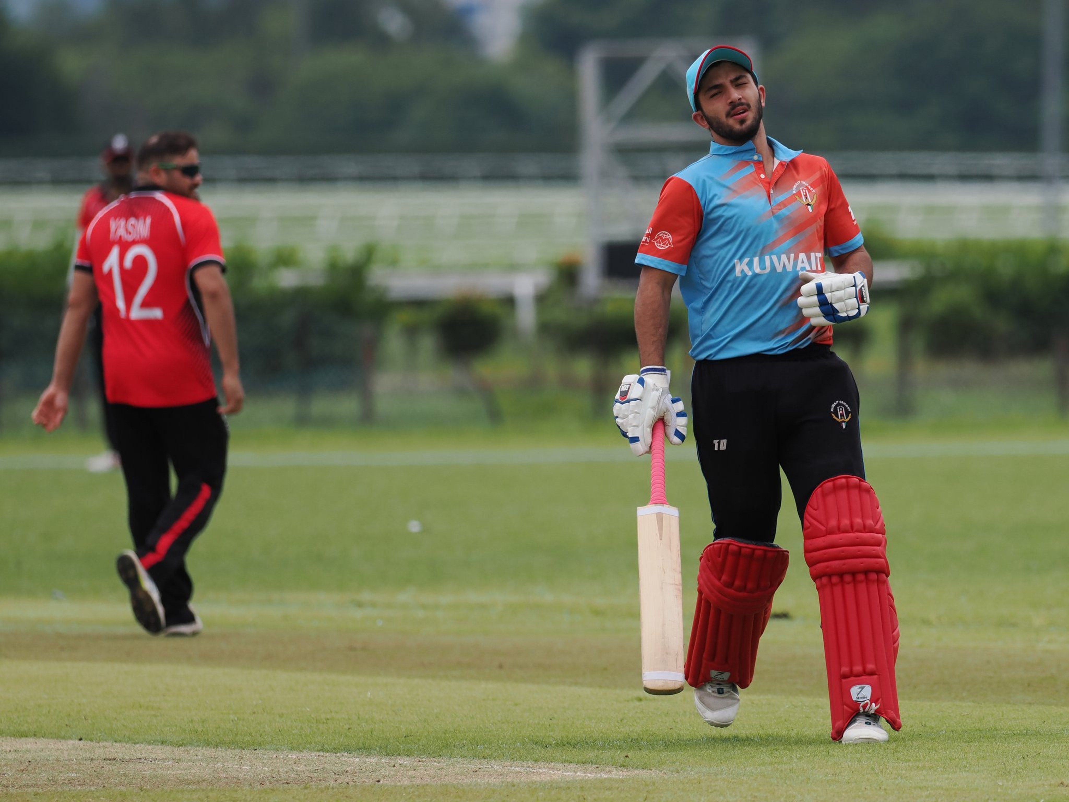 Kuwait beat Hong Kong by four wickets, with Bilal Tahir remaining not out at 36 to steer his team home. Photo: X/@MalaysiaCricket