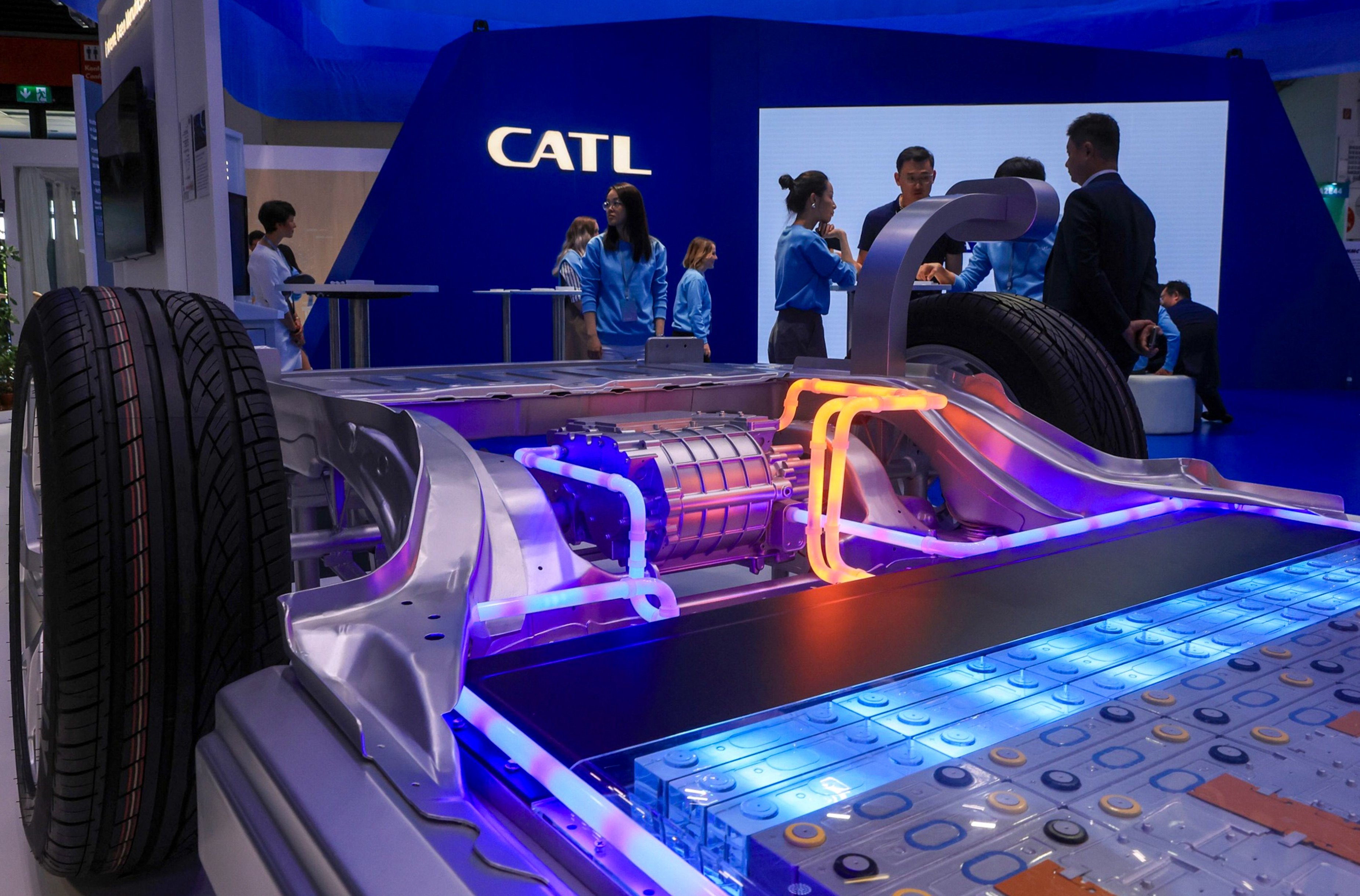 A model of a CATL battery-powered motor at the Munich Motor Show in September.  Two Republican lawmakers have asked the US Defence Department to add CATL to a restricted list of companies allegedly working with Beijing’s military. Photo: Bloomberg